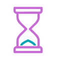 An hourglass with all the sand at the bottom