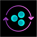 A cluster of beta cells with a revolving arrow around them
