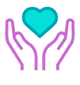 Two hands holding a heart symbol