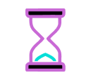 An hourglass with all the sand at the bottom
